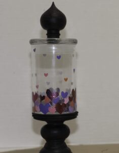 Add a Variety of Heart Shaped Stickers, Valentines Apothecary Jar