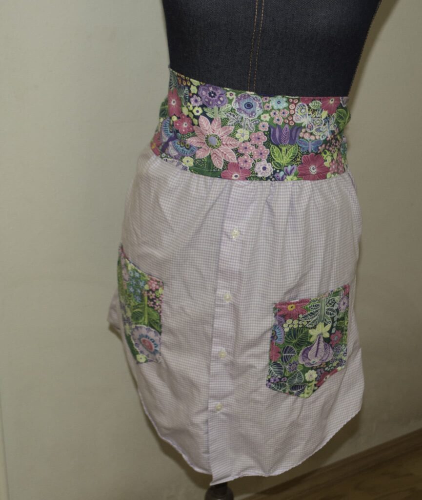 Completed Apron Apron From A Man's Shirt, Make an apron from a man's shirt