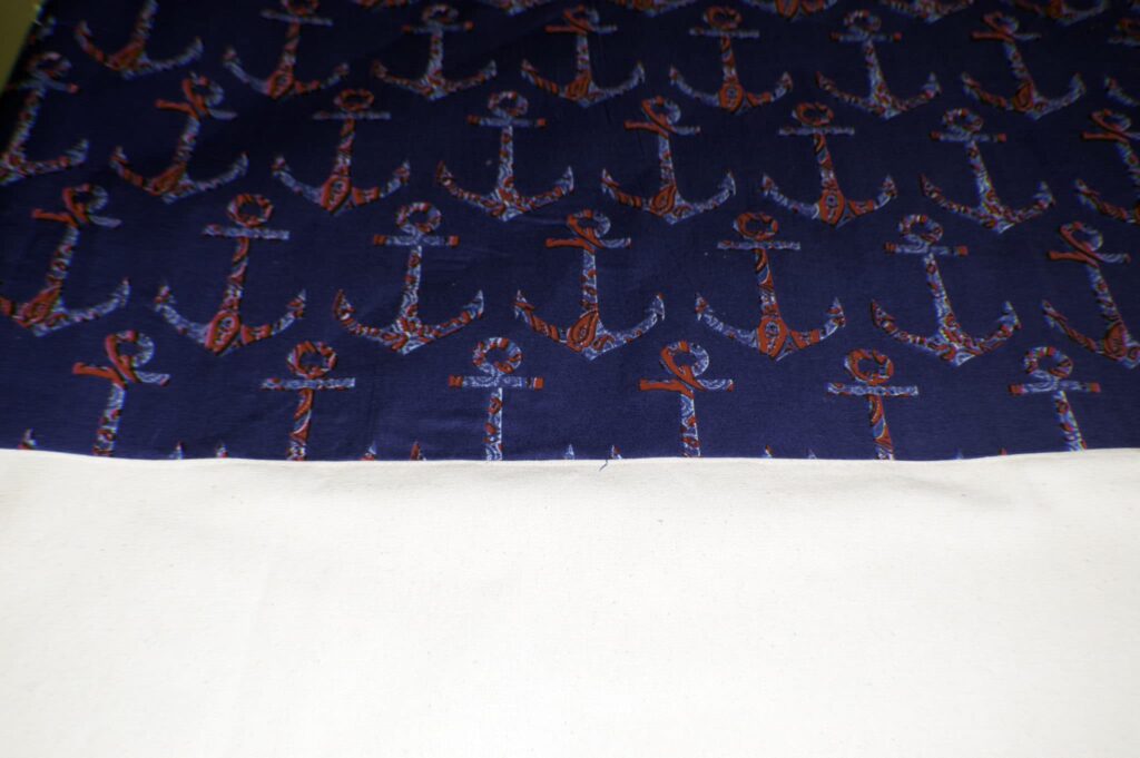Sew the Cotton Fabric to the Canvas Sew a Drawstring Beach Bag