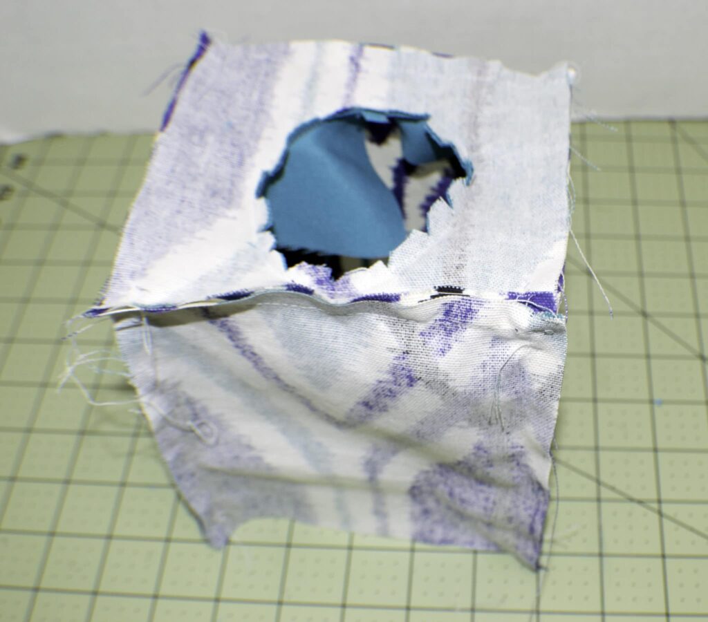 Sew the Sides to the Top Make a fabric tissue box holder